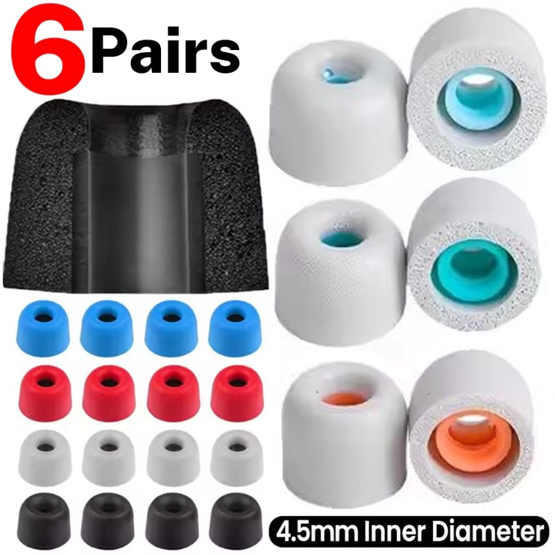 Noise Cancelling Headphone - 6/1Pairs Soft Memory Foam Earbuds Ear