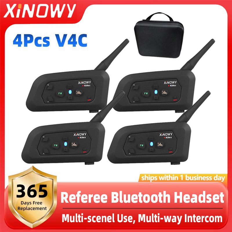 Bluetooth Headset On Ear - XiNOWy 4Pcs V4C Football Referee Bluetooth