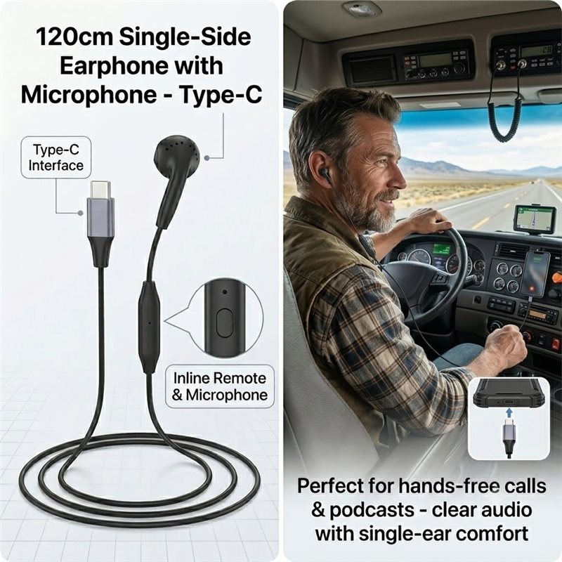 DT75BG Type C Single Earbud wi - Wired Earphone Mic ulasan dan harga